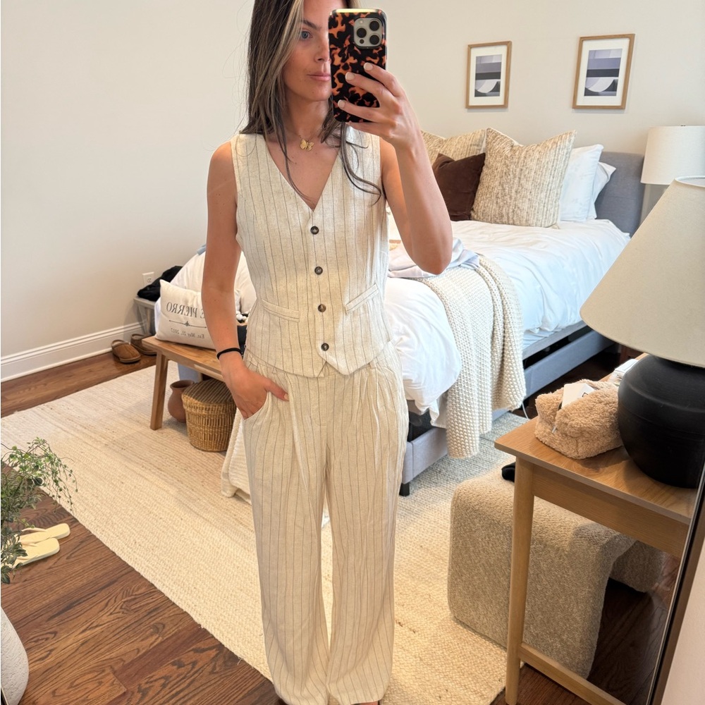 Tulle Cream Two Piece Linen blend Matching Set